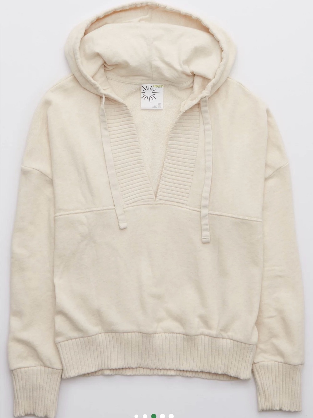 aerie Cream Hooded Knit Sweatshirt